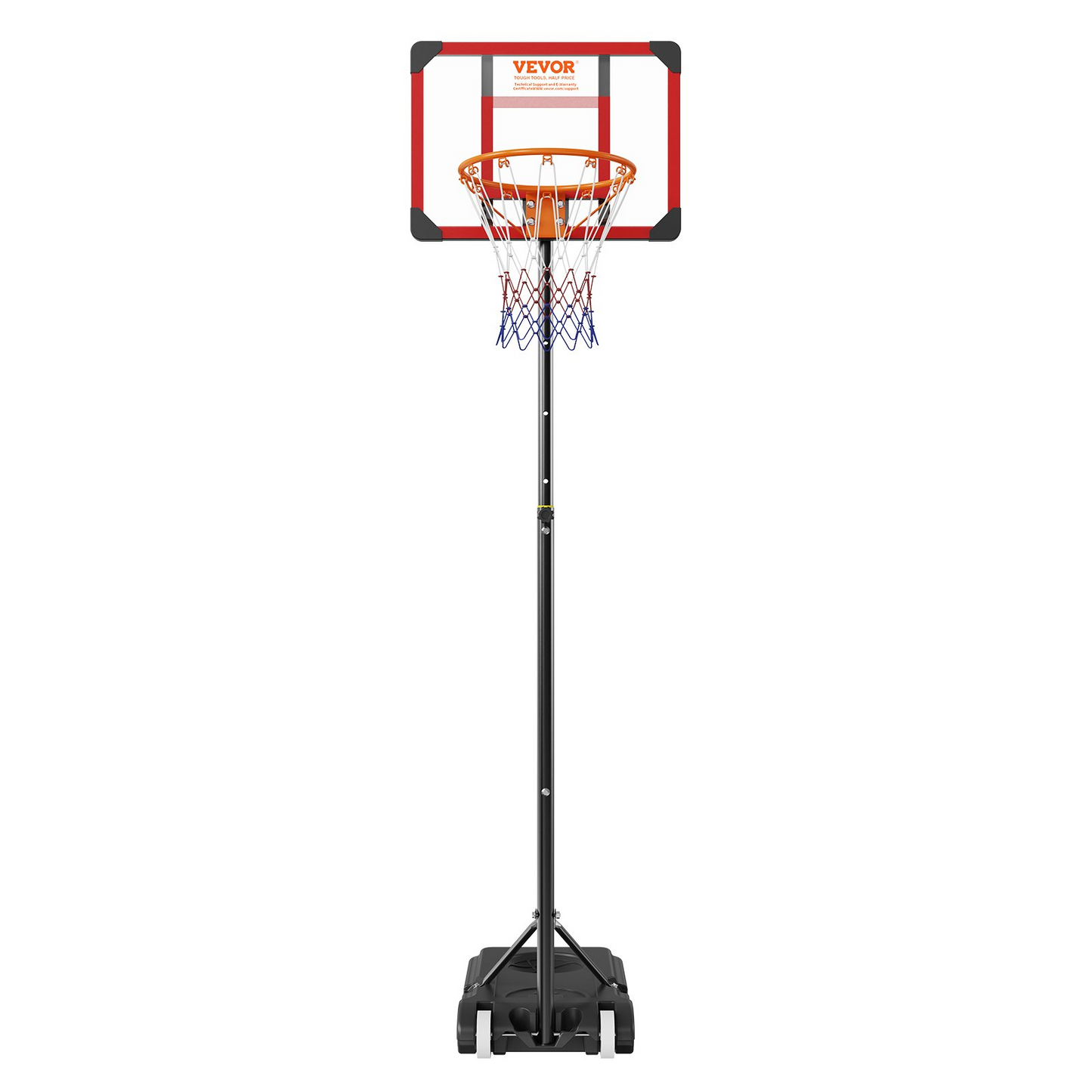 VEVOR Portable Basketball Hoop, 5-7 ft Adjustable Height with 28" Backboard
