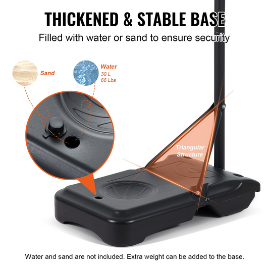 VEVOR Portable Basketball Hoop, 5-7 ft Adjustable Height with 32" Backboard