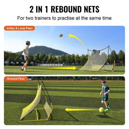 VEVOR 2-in-1 Soccer Trainer, 71"x40" Portable Rebounder Net with Carry Bag