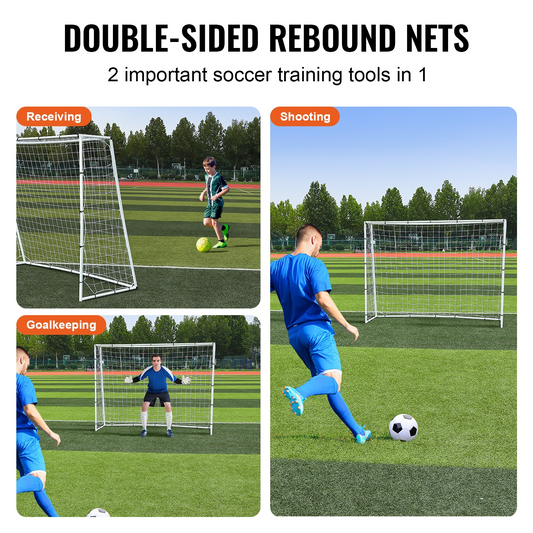 VEVOR 8x6FT Soccer Rebound Trainer, Double-Sided Net for Solo Training & Passing
