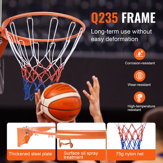 VEVOR 18" Wall-Mounted Basketball Rim, Heavy Duty Hoop with Net, Indoor/Outdoor
