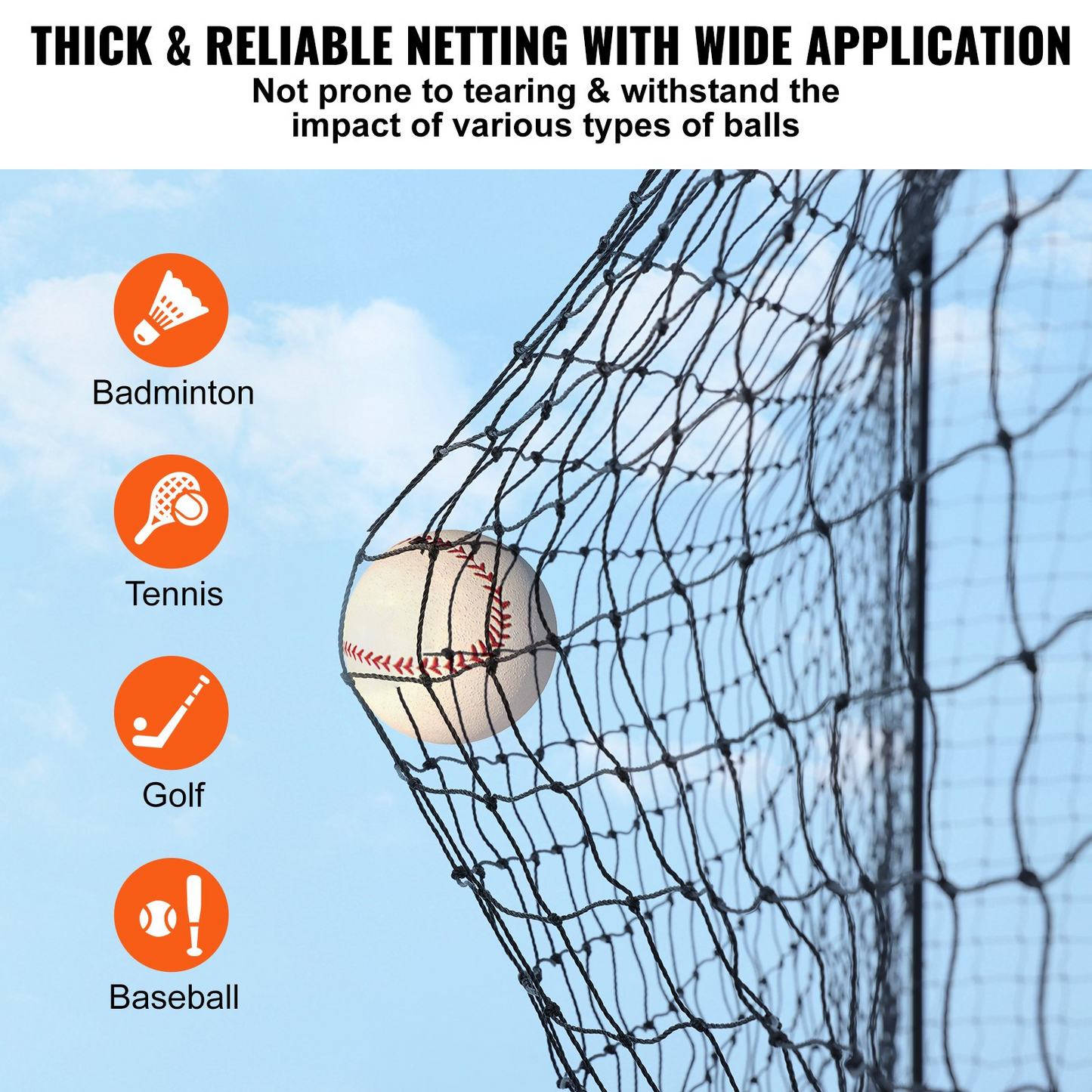 VEVOR 70FT Baseball Batting Net, Heavy Duty PE Practice Net with Door & Bag