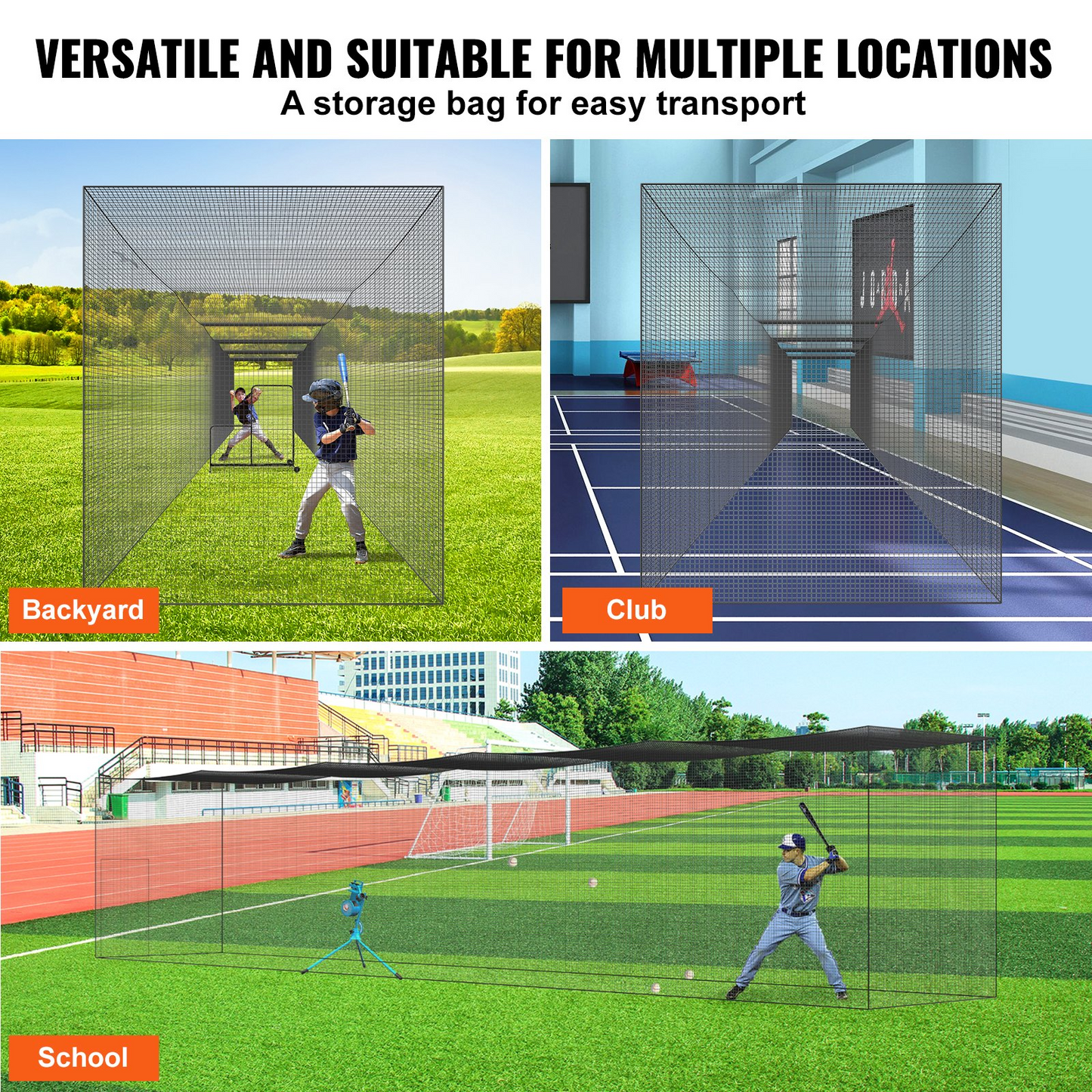 VEVOR 70FT Baseball Batting Net, Heavy Duty PE Practice Net with Door & Bag