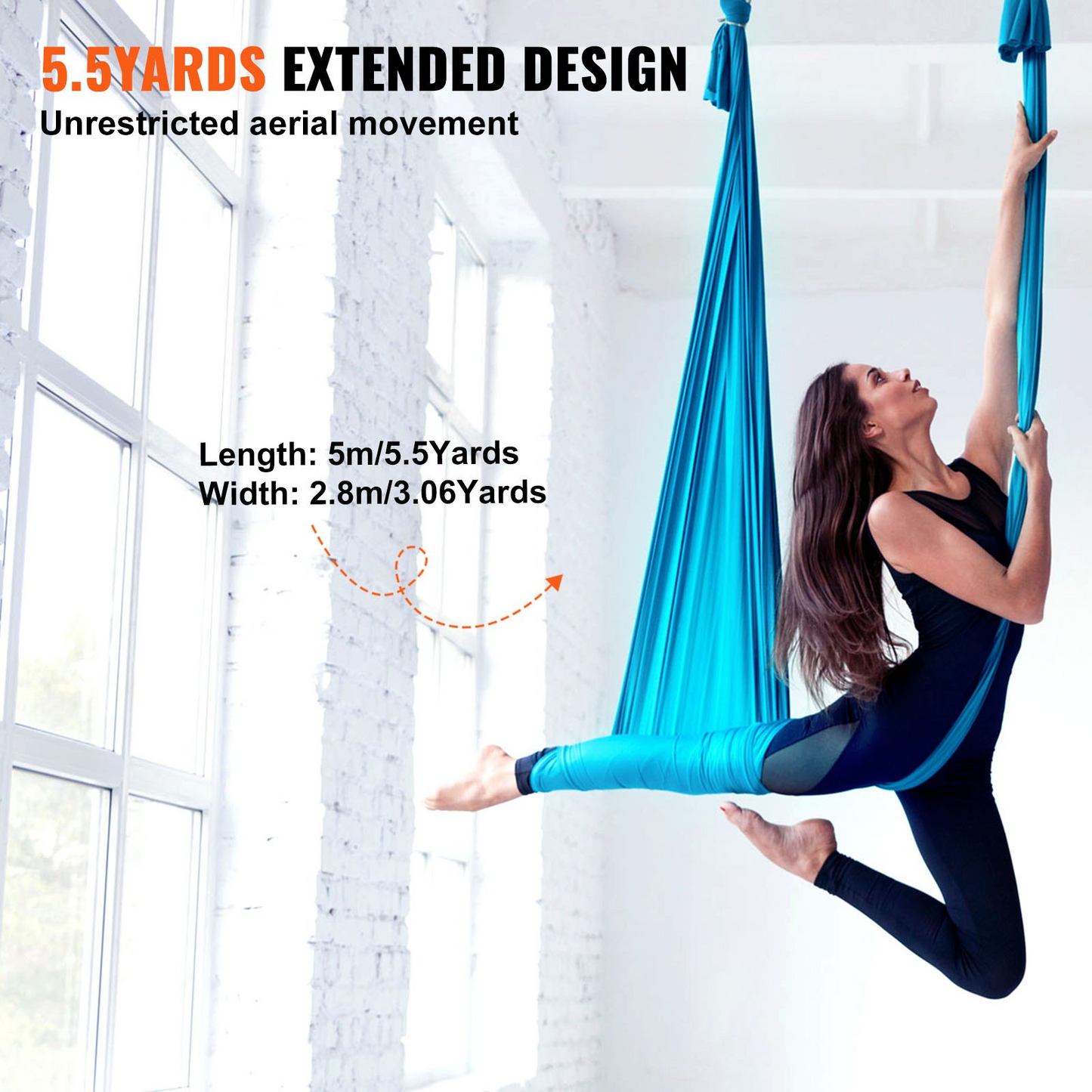 VEVOR 5.5-Yard Aerial Yoga Hammock & Swing Kit, 100gsm Nylon, Blue