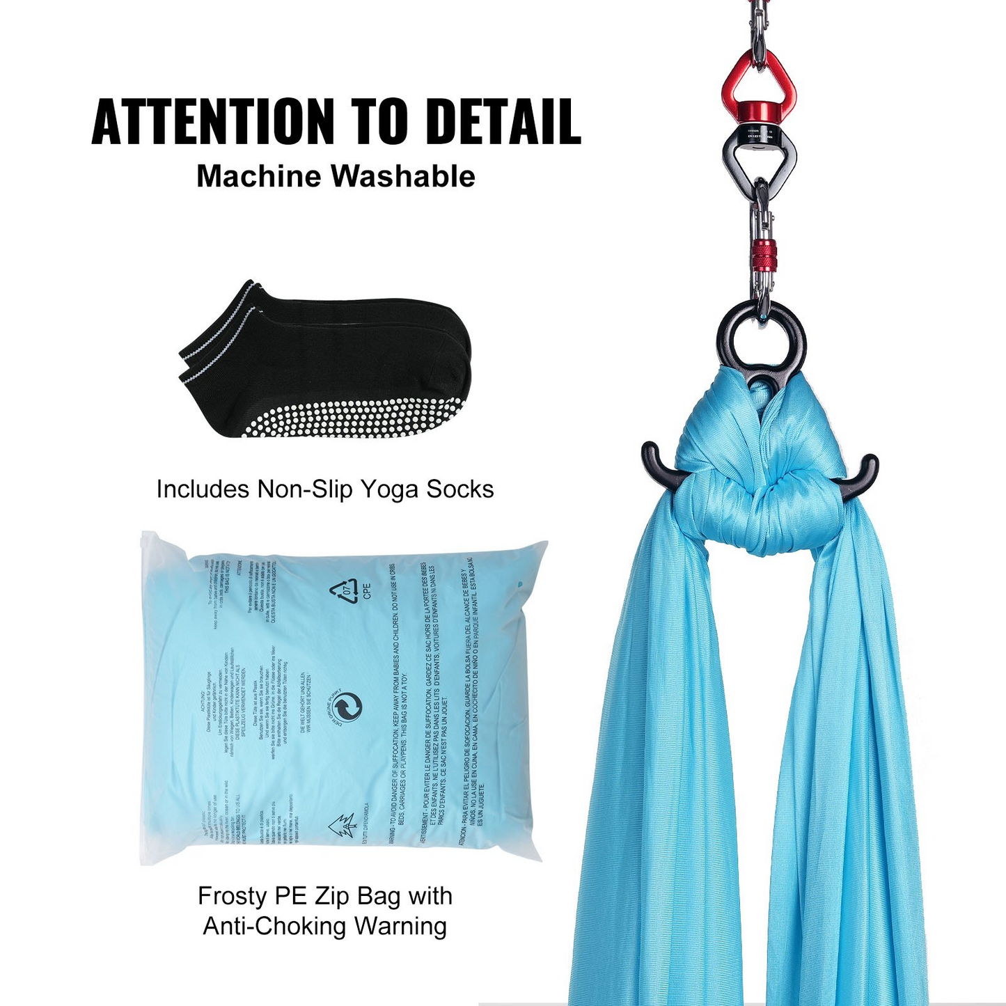 VEVOR 5.5-Yard Aerial Yoga Hammock & Swing Kit, 100gsm Nylon, Blue