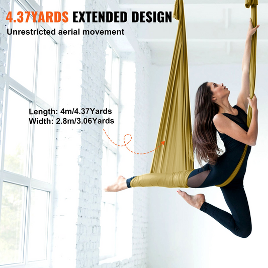 VEVOR 4.4-Yard Aerial Yoga Hammock & Swing Kit, 100gsm Nylon, Gold