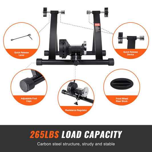 VEVOR Magnetic Bike Trainer Stand, Noise Reduction for 26"-29" Wheels, Portable