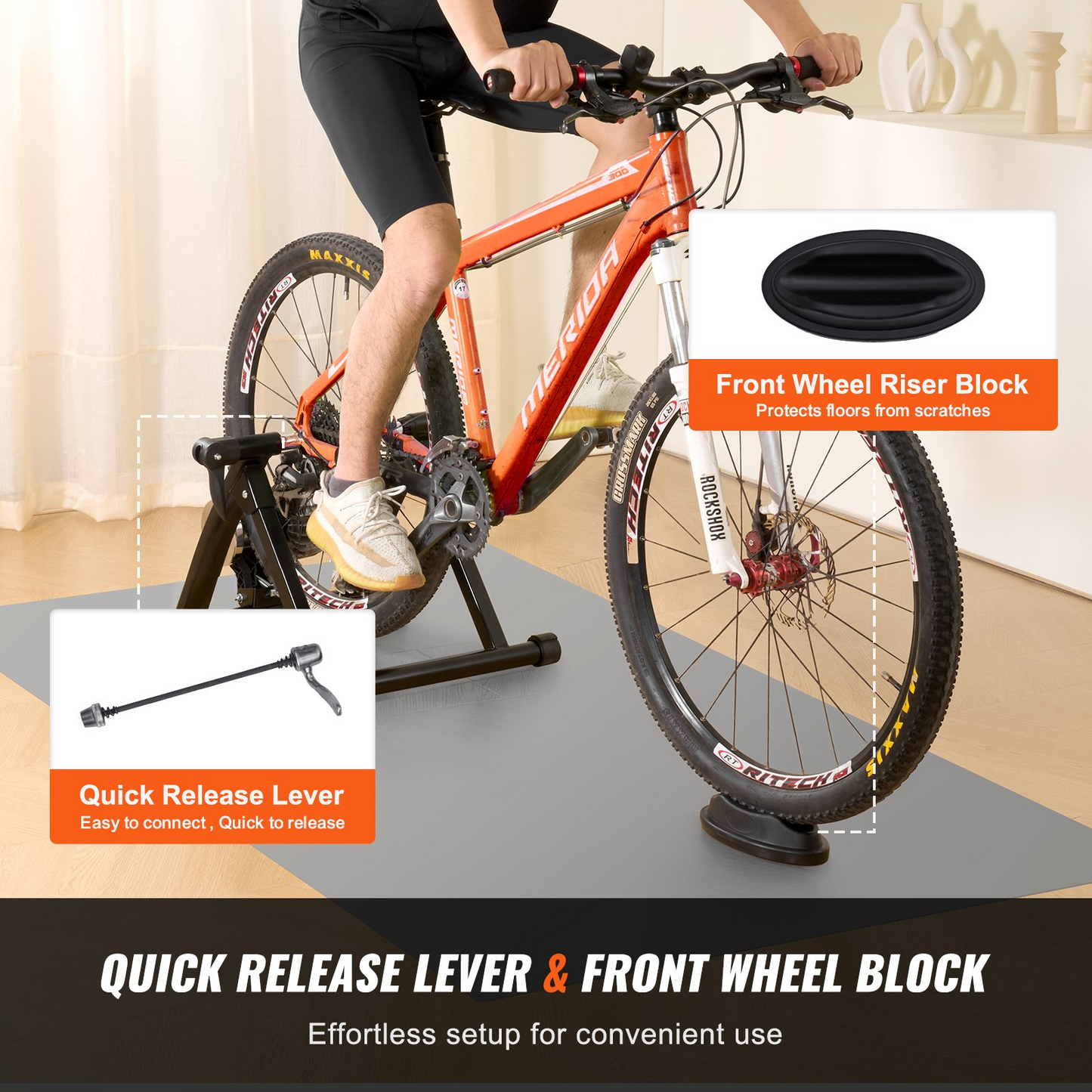 VEVOR Fluid Bike Trainer Stand, Portable Stationary Stand for 26"-29" Wheels