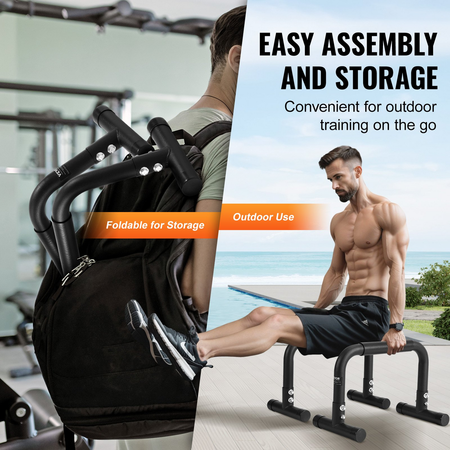 VEVOR Heavy Duty Dip Bars, 500 lbs Capacity, for Home Gym & Outdoor Training