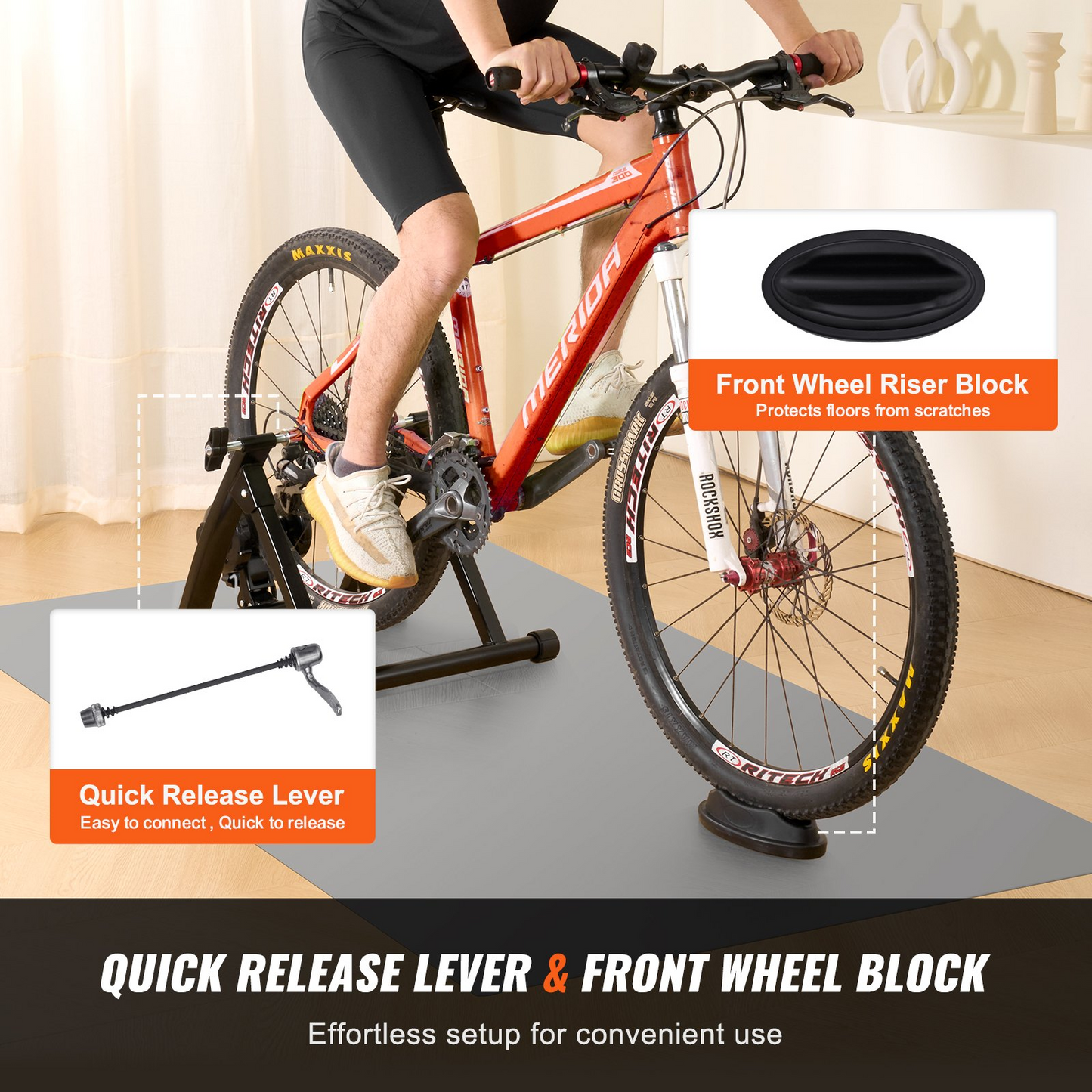 VEVOR Magnetic Bike Trainer Stand, Portable Stationary Stand for 26"-29" Wheels