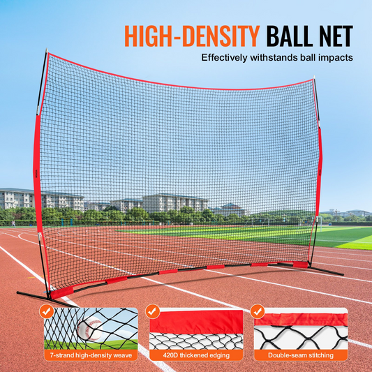 VEVOR 16x10 ft Backstop Net, Portable Sports Barrier with Carry Bag, for Training