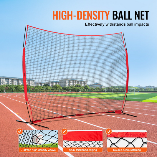 VEVOR 12x9 ft Backstop Net, Portable Sports Barrier with Carry Bag, for Training