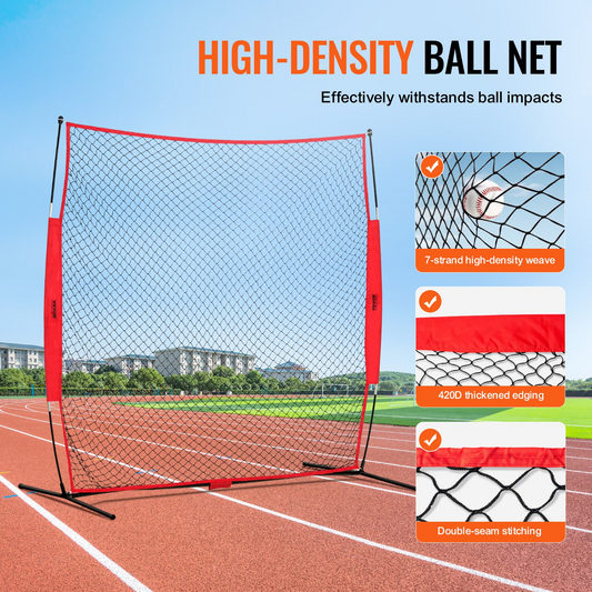 VEVOR 7x7 ft Backstop Net, Portable Sports Barrier with Carry Bag, for Training