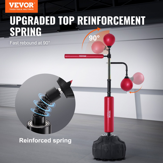 VEVOR Adjustable Boxing Speed Trainer, Free Standing Punching Bag with Gloves, Red