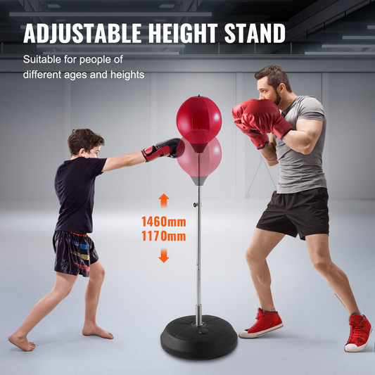 VEVOR Adjustable Reflex Punching Bag, Free Standing with Gloves & Stand