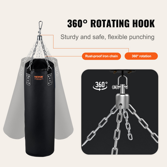 VEVOR 4ft Punching Bag Set, Heavy Duty PVC with Chains & Gloves, Unfilled