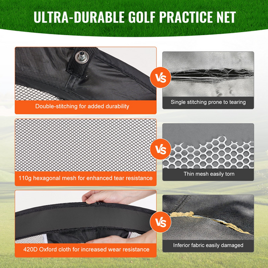VEVOR Pop-Up Golf Chipping Net, Portable Practice Set with Mat & Bag, Black