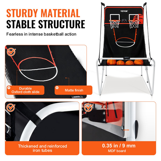 VEVOR Foldable Basketball Arcade Game, 2-Player Indoor Hoops with 8 Modes & Scoreboard