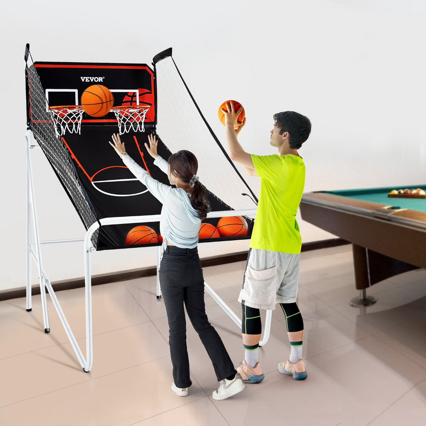 VEVOR Foldable Basketball Arcade Game, 2-Player Indoor Hoops with 8 Modes & Scoreboard