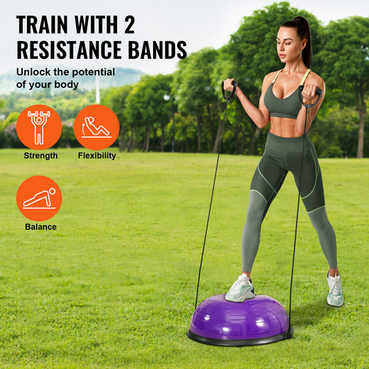 VEVOR 23" Half Balance Ball Trainer with Resistance Bands & Pump, 660lbs