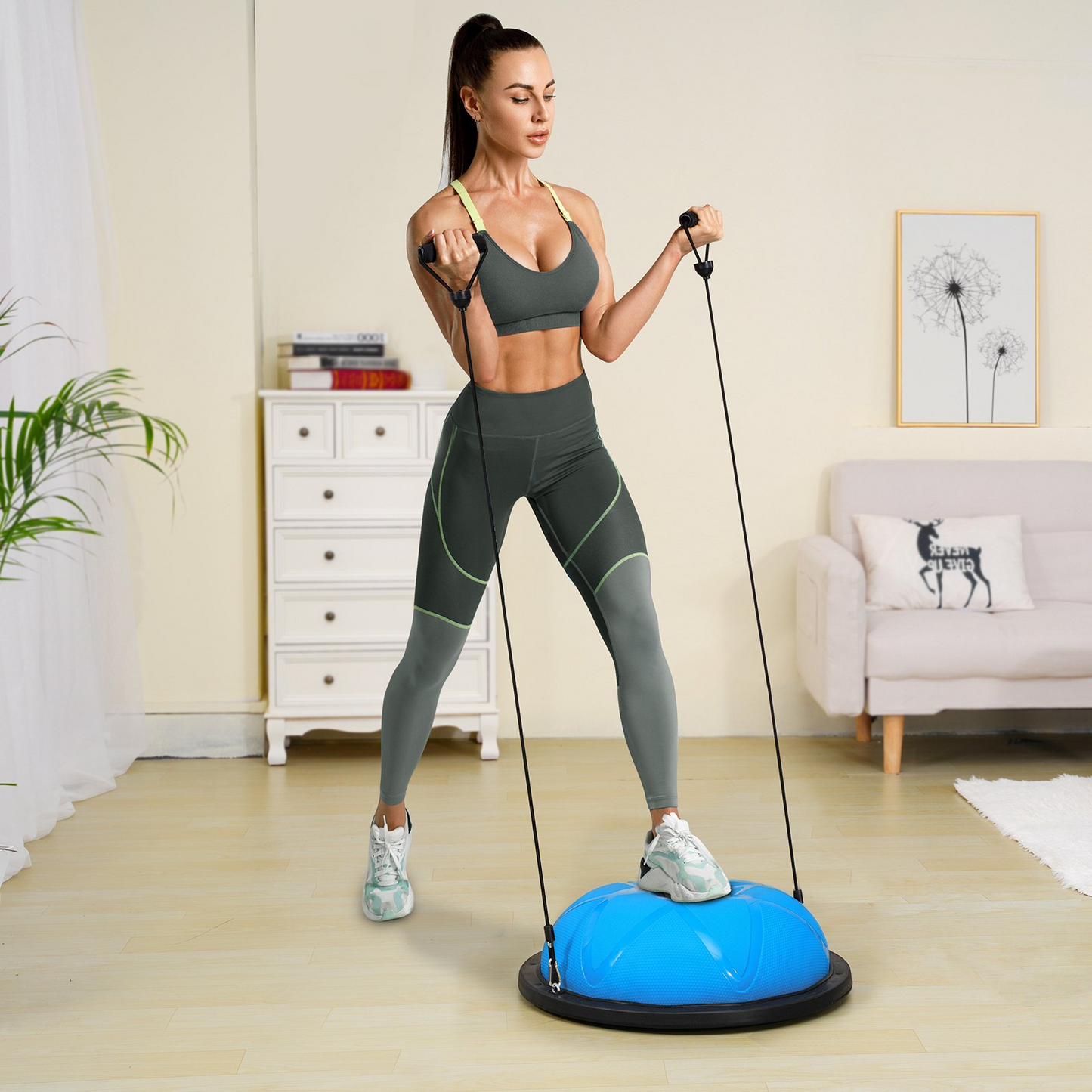 VEVOR 23" Half Balance Ball Trainer, 660 lbs Capacity with Bands & Pump, Blue