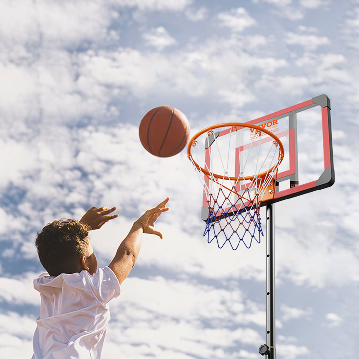 VEVOR Portable Basketball Hoop, 5-7 ft Adjustable Height with 28" Backboard