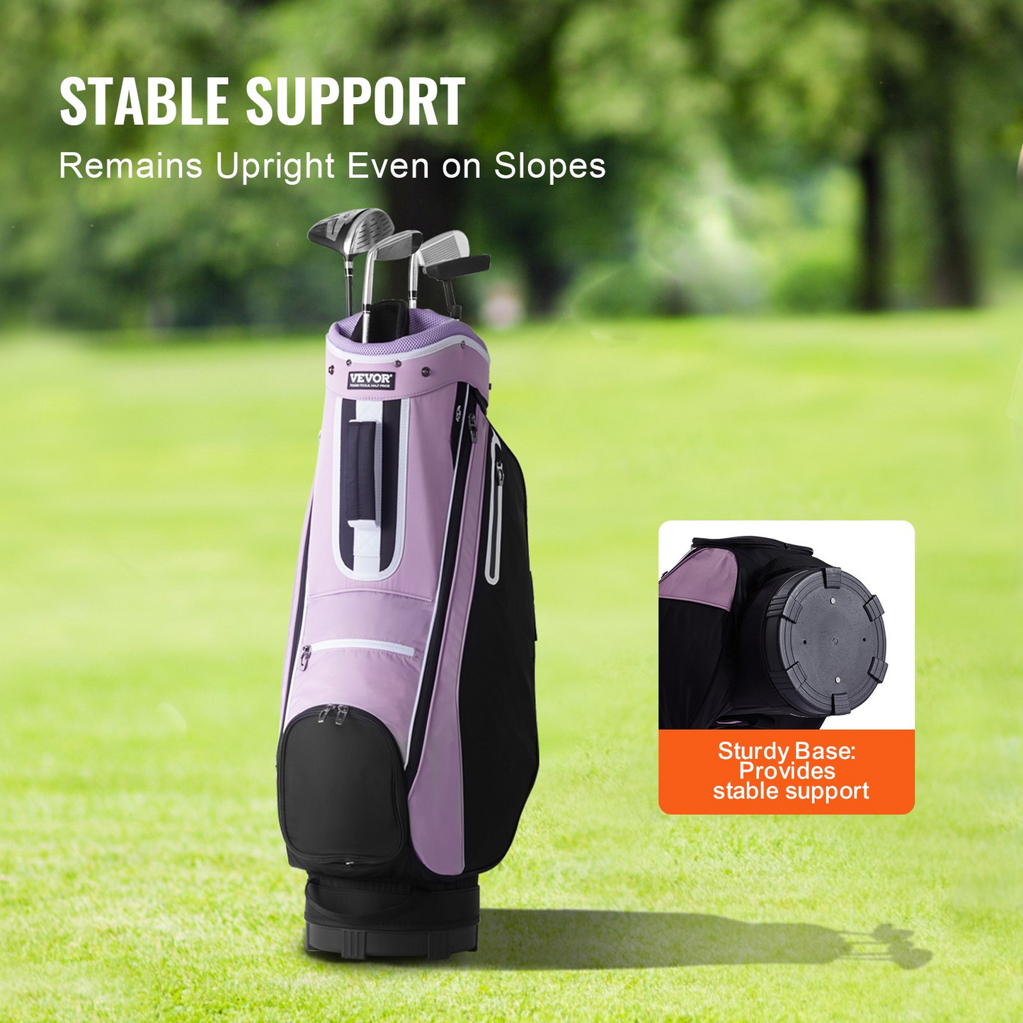 VEVOR Golf Cart Bag, 14-Way Divider, 36" with Pockets & Strap, Black/Purple
