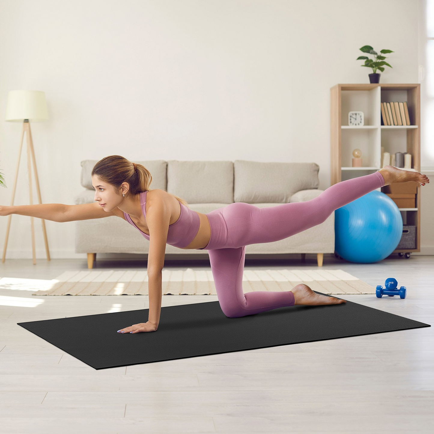 VEVOR 6x4ft Non-Slip Exercise Mat, High-Density Yoga Mat with Bag & Strap
