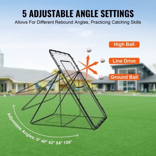 VEVOR 4x6 ft Baseball & Softball Rebounder Net, PitchBack with Adjustable Angles
