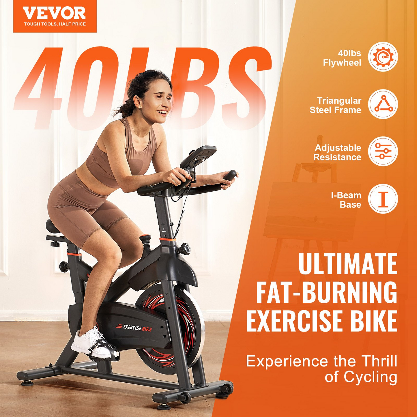 VEVOR 40LBS Magnetic Resistance Stationary Exercise Bike for Indoor Cycling Workouts