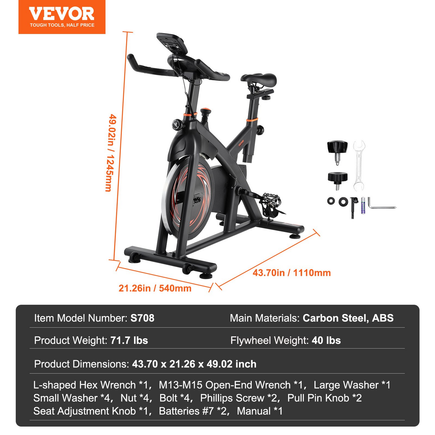 VEVOR 40LBS Magnetic Resistance Stationary Exercise Bike for Indoor Cycling Workouts