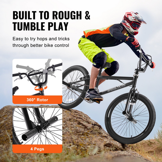 VEVOR 20-Inch BMX Freestyle Bike, Hi-Ten Steel Frame for Men & Kids