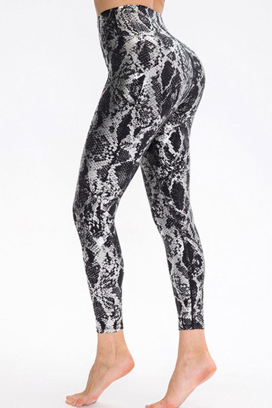 Animal Print Slim Fit Wide Waistband Long Sports Leggings
