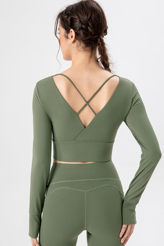 Stylish Comfort with Unrestricted Movement: Square Neck Crisscross Active T-Shirt