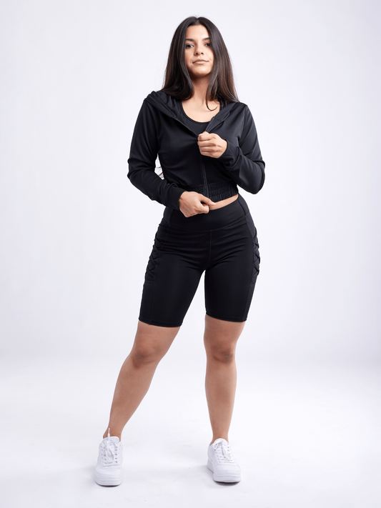 JupiterGear - Athletic Zip-Up Crop Hoodie Jacket