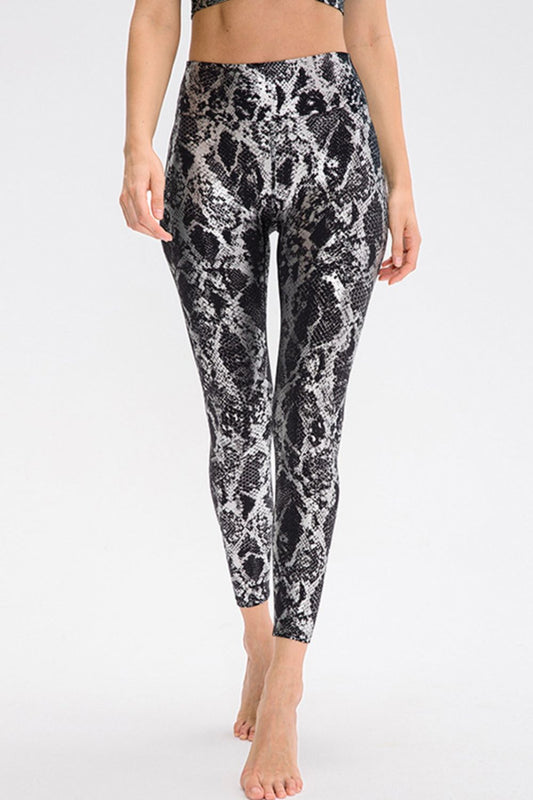 Animal Print Slim Fit Wide Waistband Long Sports Leggings