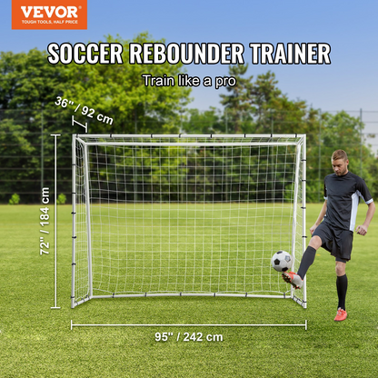 VEVOR 8x6FT Soccer Rebound Trainer, Double-Sided Net for Solo Training & Passing