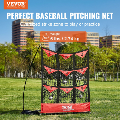 VEVOR 9-Hole Baseball Net, 36"x30" Portable Trainer with Strike Zone & Carry Bag