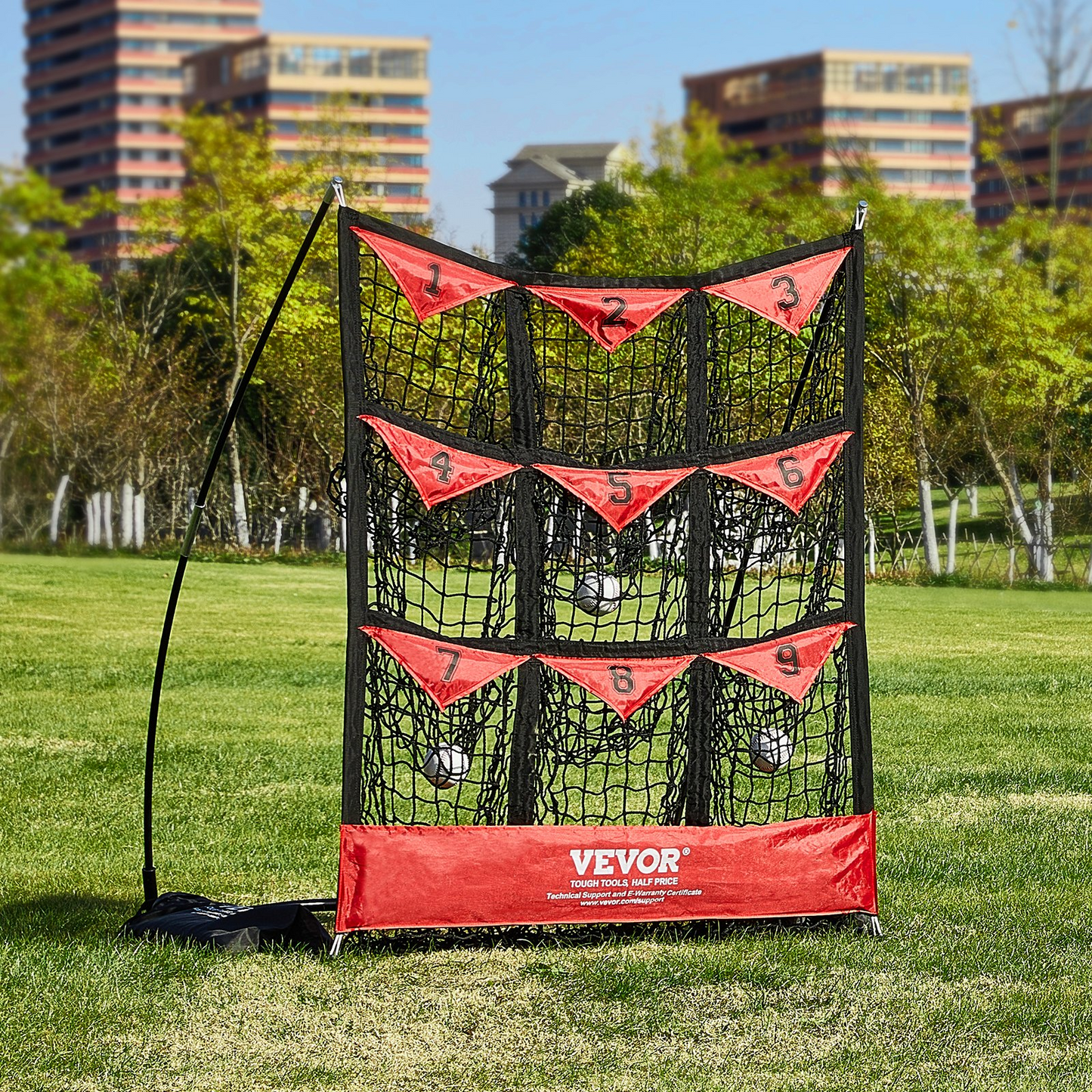 VEVOR 9-Hole Baseball Net, 36"x30" Portable Trainer with Strike Zone & Carry Bag
