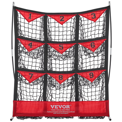 VEVOR 9-Hole Baseball Net, 36"x30" Portable Trainer with Strike Zone & Carry Bag