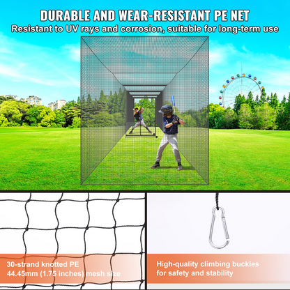 VEVOR 70FT Baseball Batting Net, Heavy Duty PE Practice Net with Door & Bag