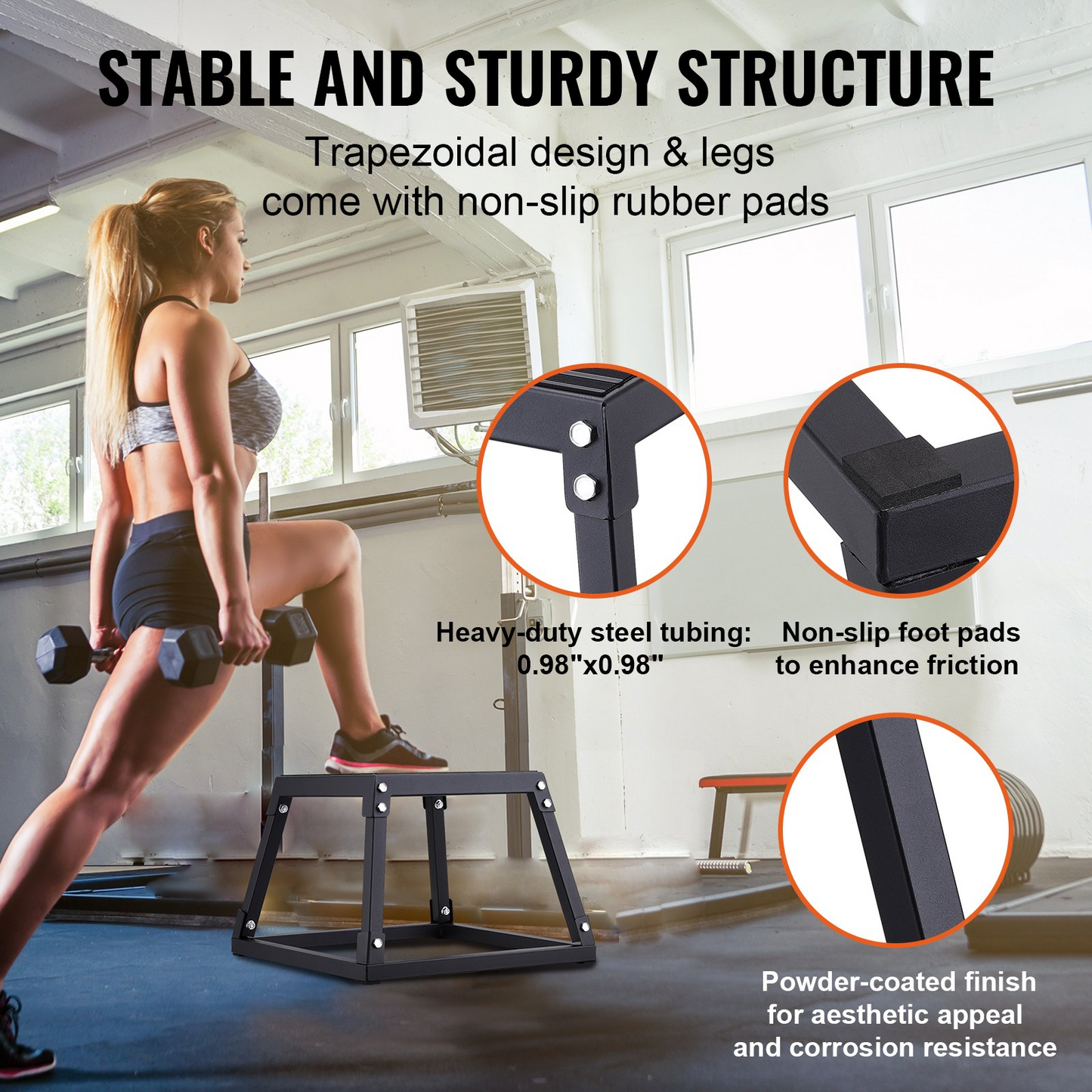 VEVOR 12" Plyometric Jump Box, Steel Anti-Slip Platform for Home Gym Training, Black