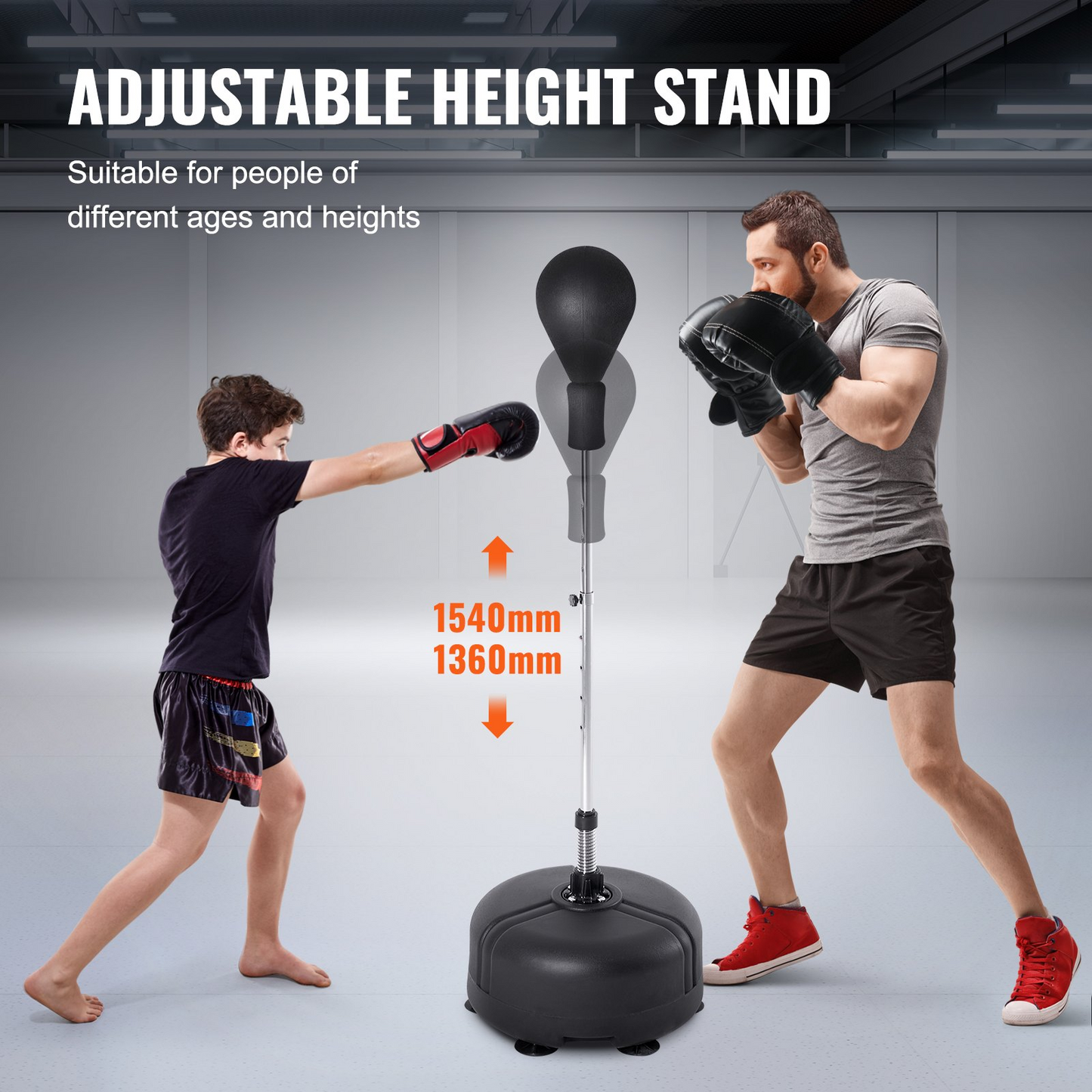 VEVOR Adjustable Punching Bag Set, Free Standing Reflex Bag with Gloves