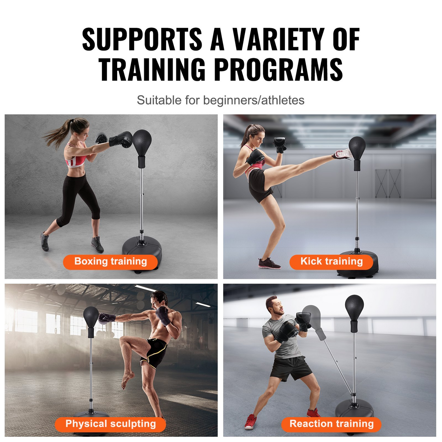 VEVOR Adjustable Punching Bag Set, Free Standing Reflex Bag with Gloves