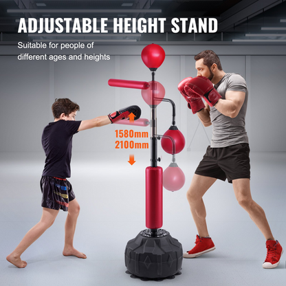 VEVOR Adjustable Boxing Speed Trainer, Free Standing Punching Bag with Gloves, Red