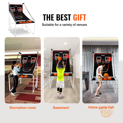VEVOR Foldable Basketball Arcade Game, 2-Player Indoor Hoops with 8 Modes & Scoreboard