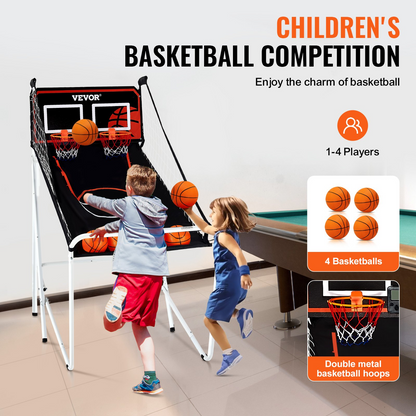VEVOR Foldable Basketball Arcade Game, 2-Player Indoor Hoops with 8 Modes & LCD Scoreboard
