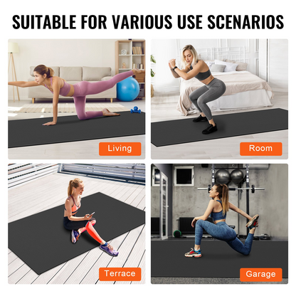 VEVOR 10x6ft Non-Slip Exercise Mat, High-Density Yoga Mat with Bag & Strap