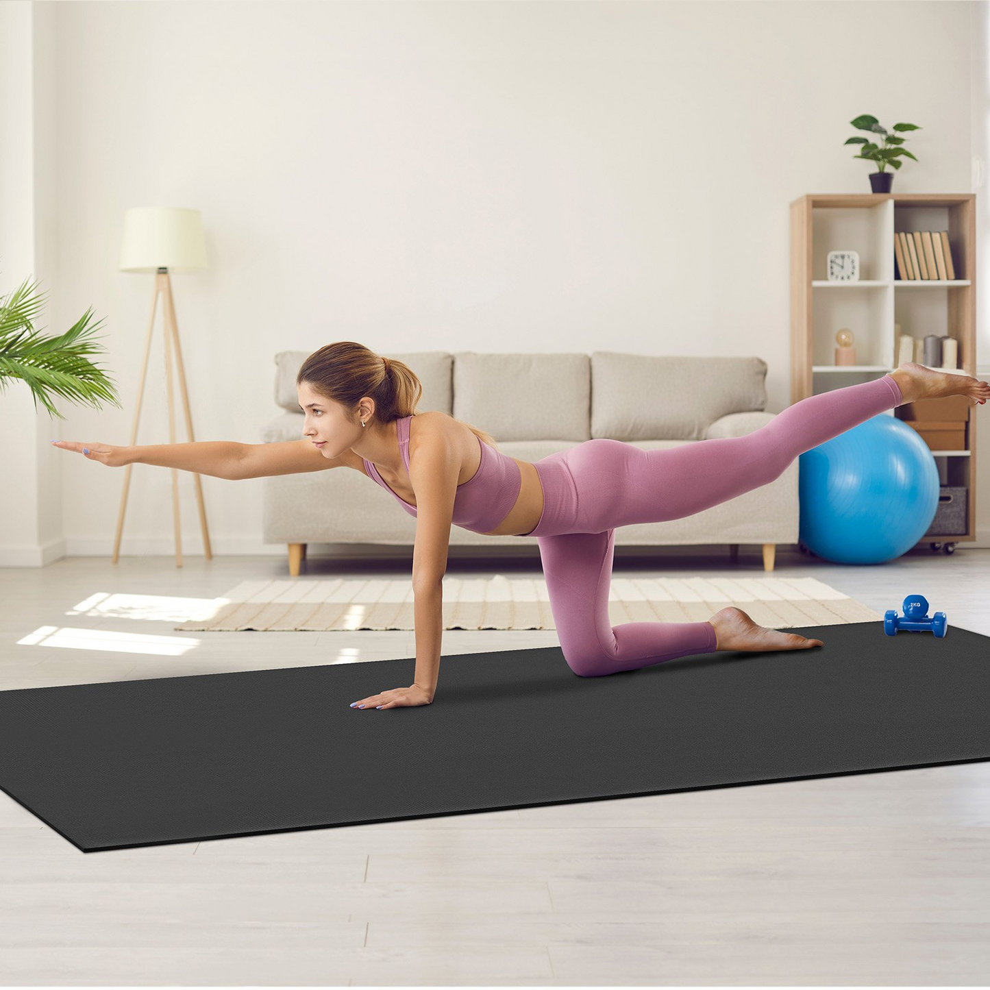 VEVOR 10x6ft Non-Slip Exercise Mat, High-Density Yoga Mat with Bag & Strap
