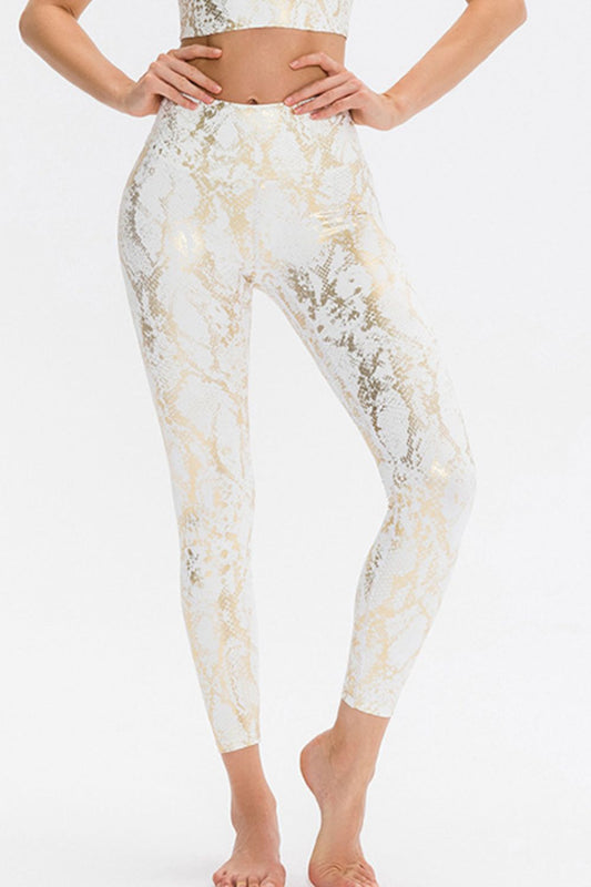 Animal Print Slim Fit Wide Waistband Long Sports Leggings